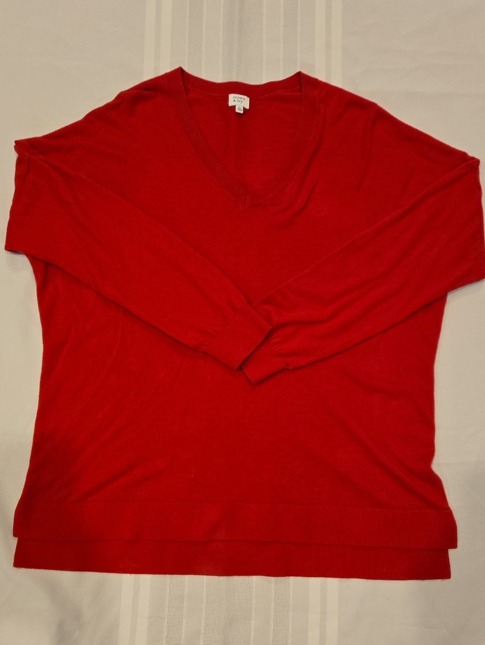 crown & ivy  Red V-Neck Sweater